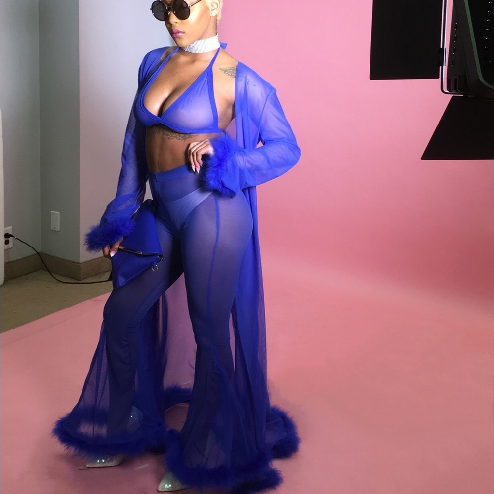 Royal blue boa robe
